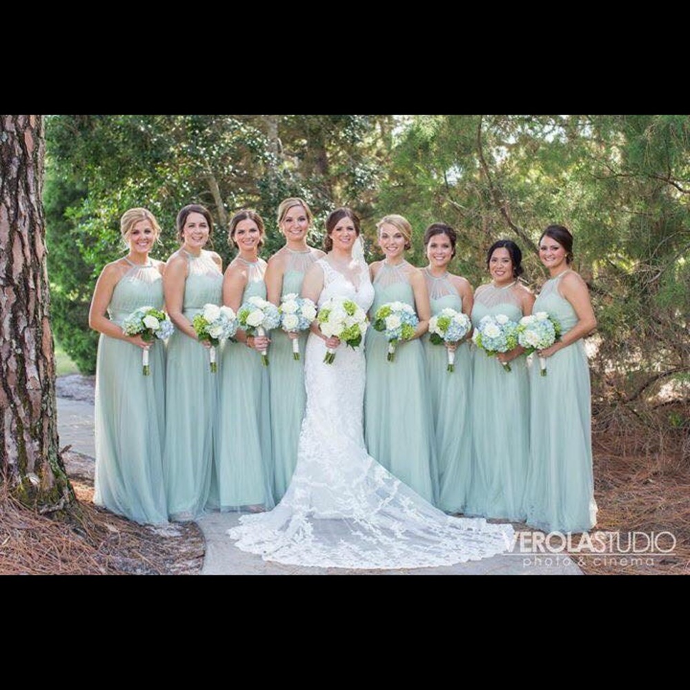 Mint colored floor length dress